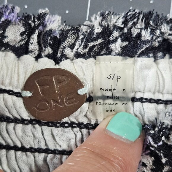 Free People Strapless Mini Dress  S Boho Vacation Tie-Front Ruffle Hem Resort we - Picture 4 of 16